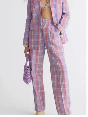 NWT J. Crew Collection Willa Italian Sunset Plaid Dress Suit Pants Sz 8